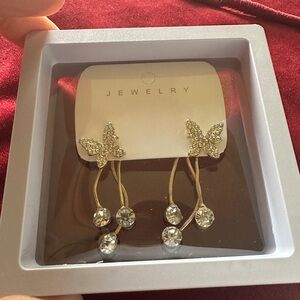 Elegant Gold Butterfly Drop Earrings